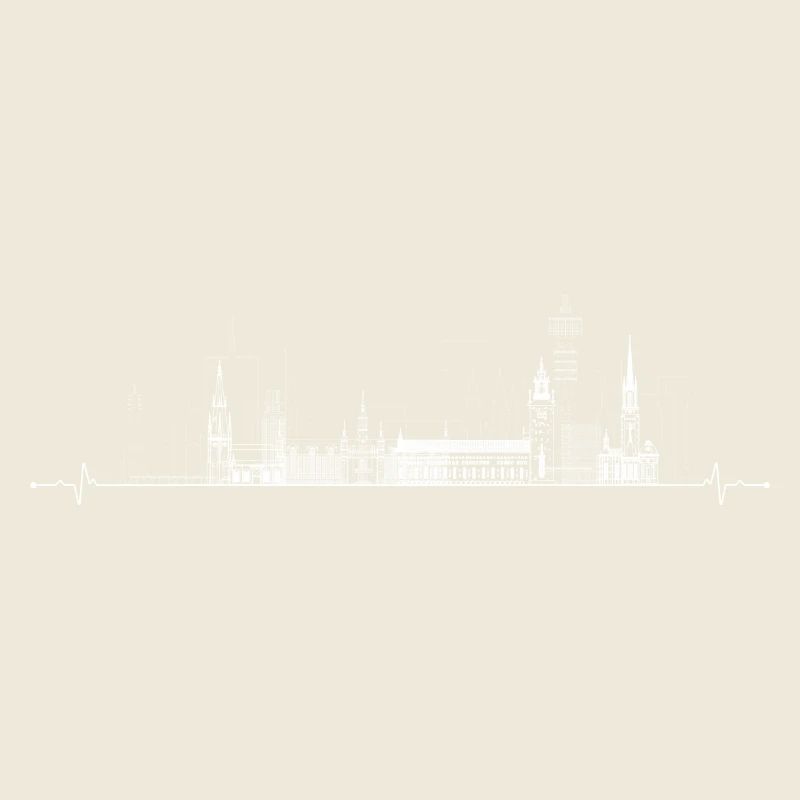 Urban Skyline Pulse Line Art