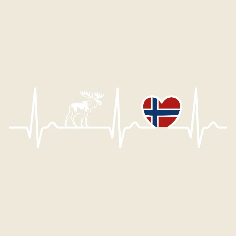 Heart Curve Norway ECG, Pulse, Moose, Gift