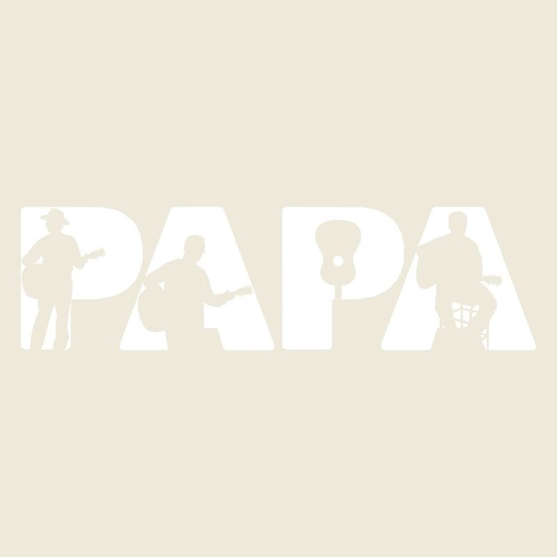 Papa Guitar Player Acoustic Musician Silhouette