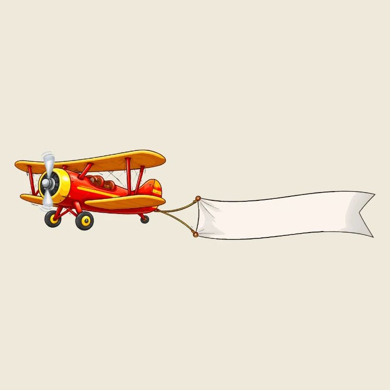 Doppeldecker Flugzeug Banner Motiv Retro 