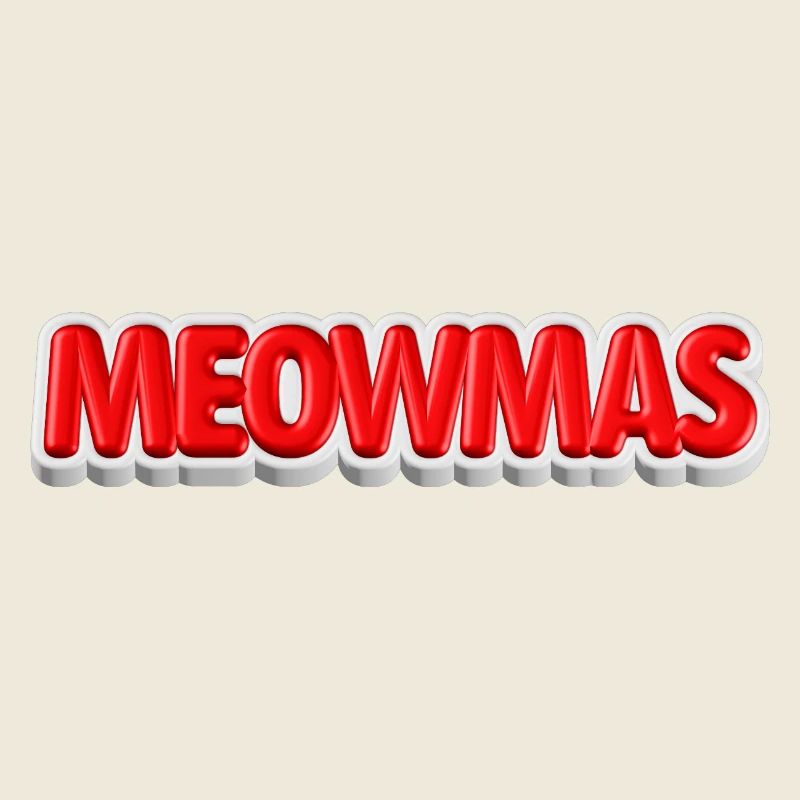 Meowmas 3D Christmas Cat Typography 