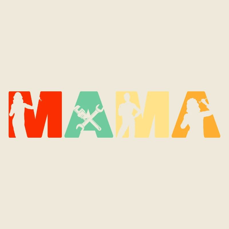 Mama Mechanic Retro Silhouette Typografie