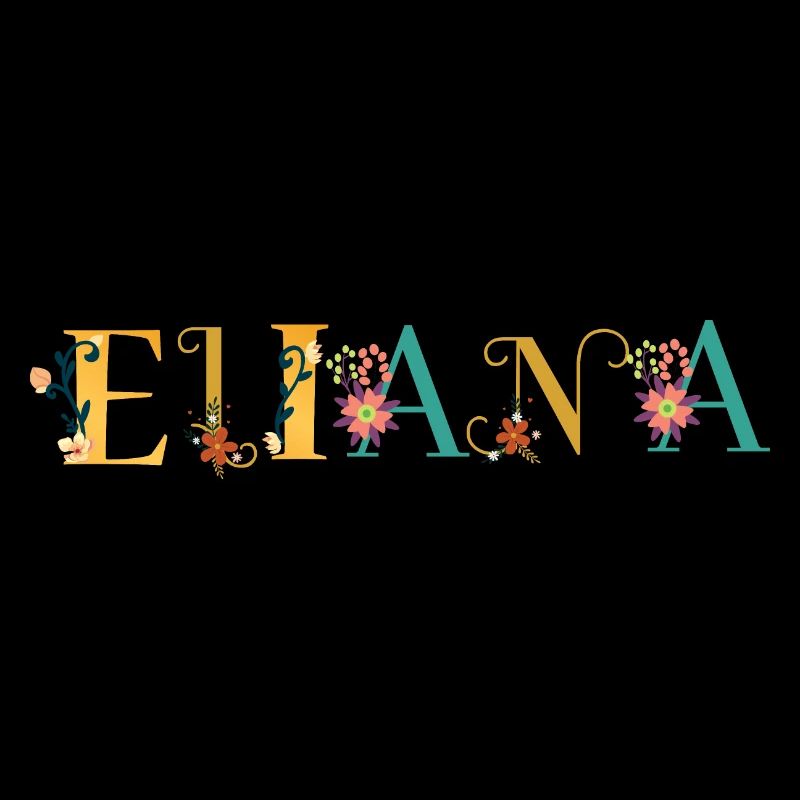 Art du nom ELIANA avec des fleurs brodées