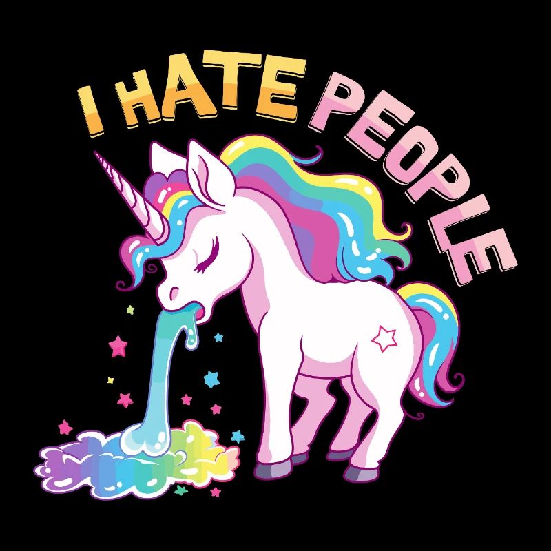 I Hate People Einhorn Kotzt Regenbogen Lustig