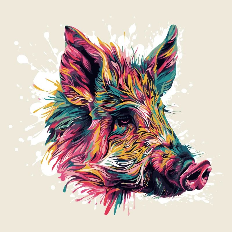 Explosion de couleur Portrait de sanglier