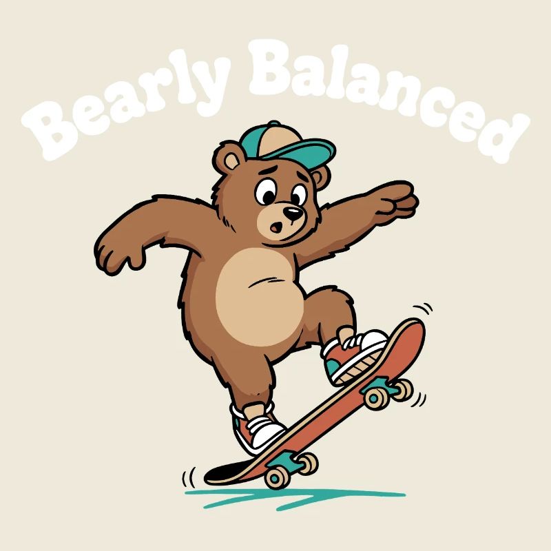 Bär auf Skateboard