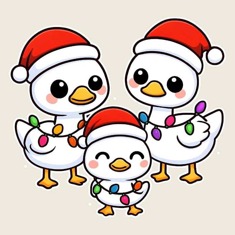 Trio de canards du Père Noël avec lumières de Noël