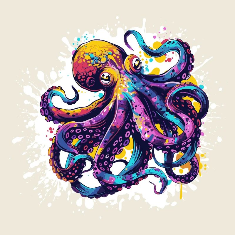 Neon-Tintenfisch Farbexplosion