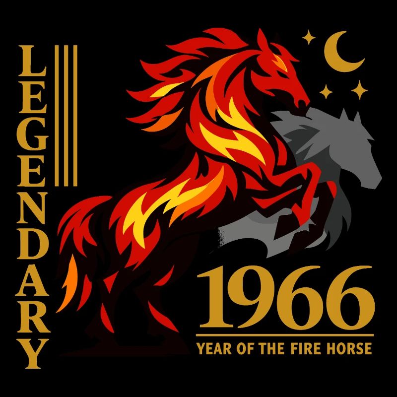 1966 Fire Horse Retro 60 Years Myth Gift