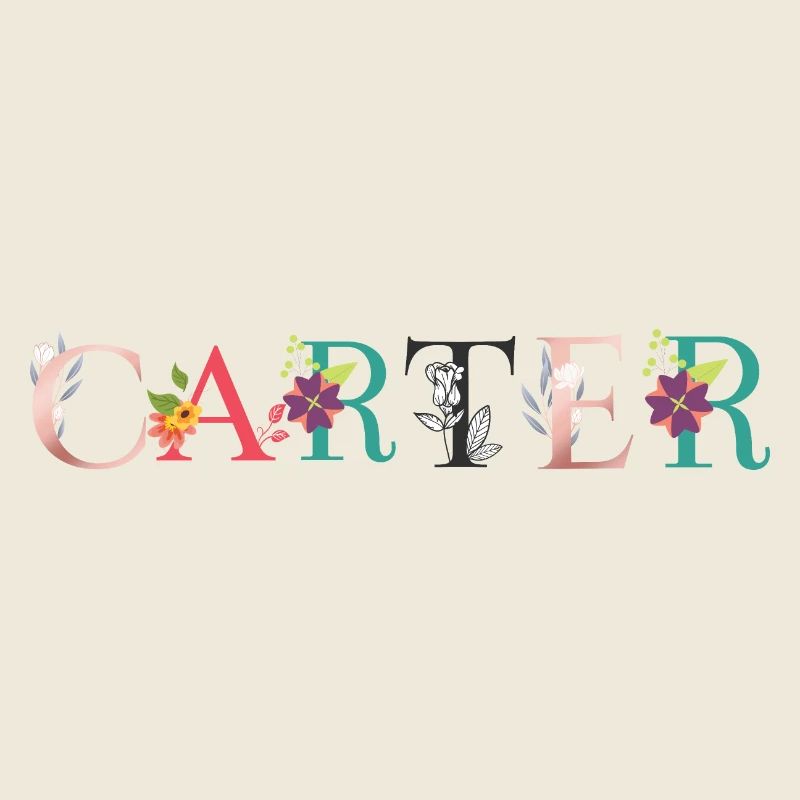 Art du nom de Carter avec des fleurs brodées