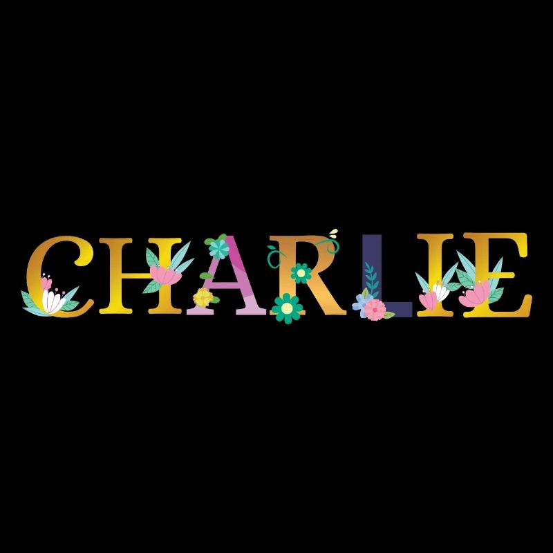 CHARLIE prénom orné de fleurs