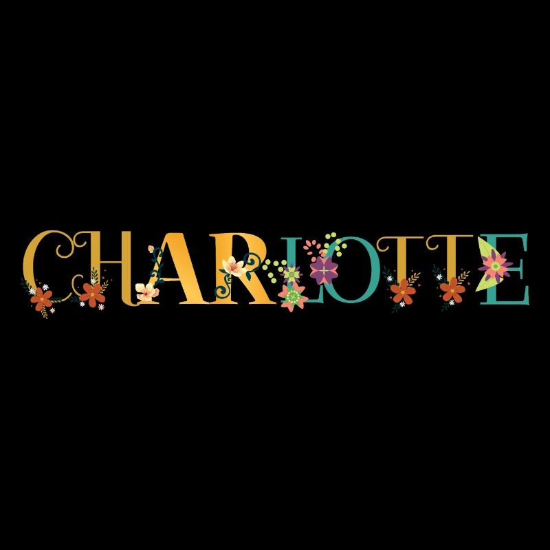 CHARLOTTE Prénom Art avec fleurs brodées