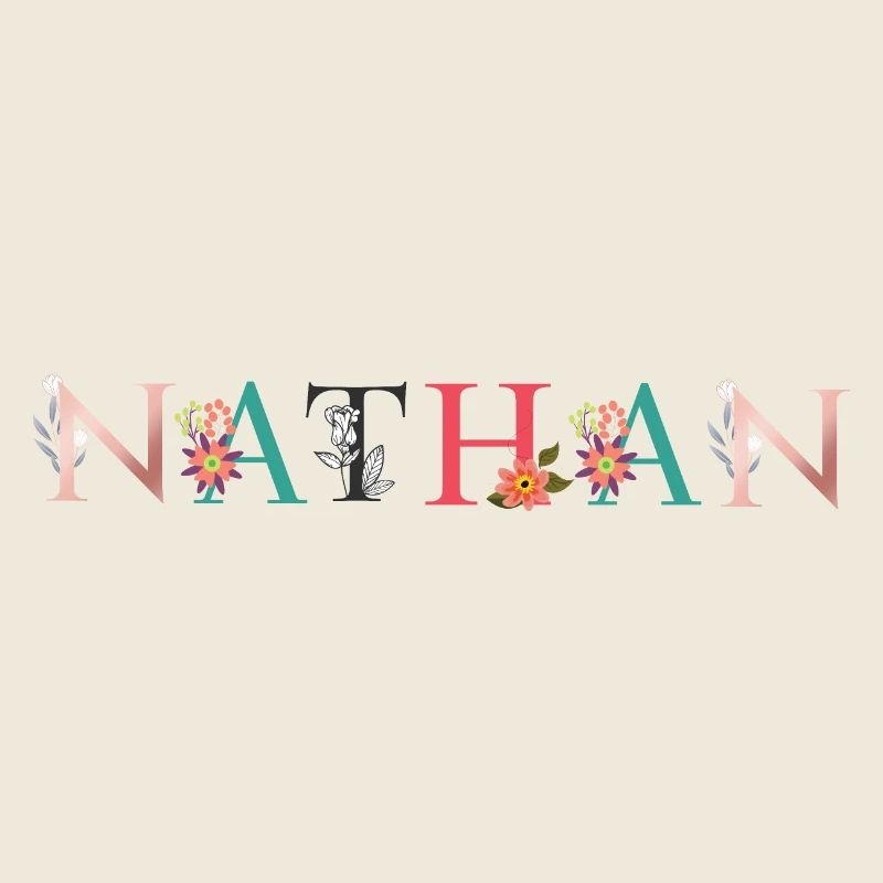 NATHAN Name Art avec fleurs brodées