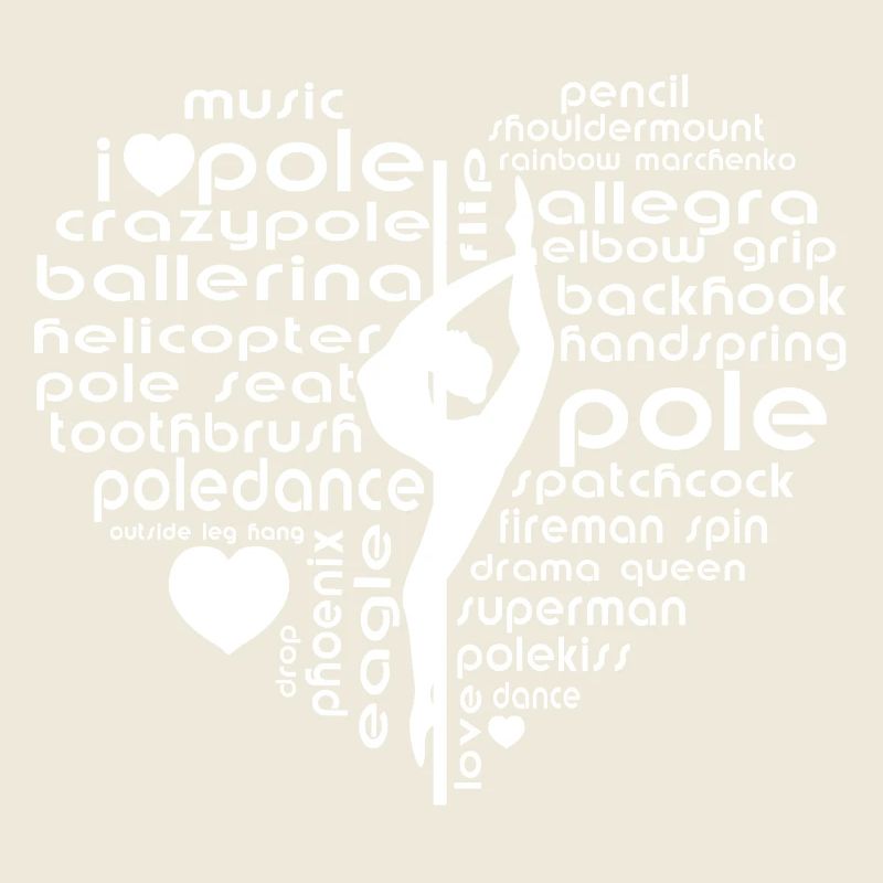 Pole Dance Herz Silhouette Wortdesign