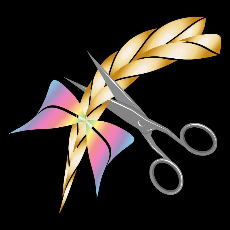 Scissors cut a blonde braid