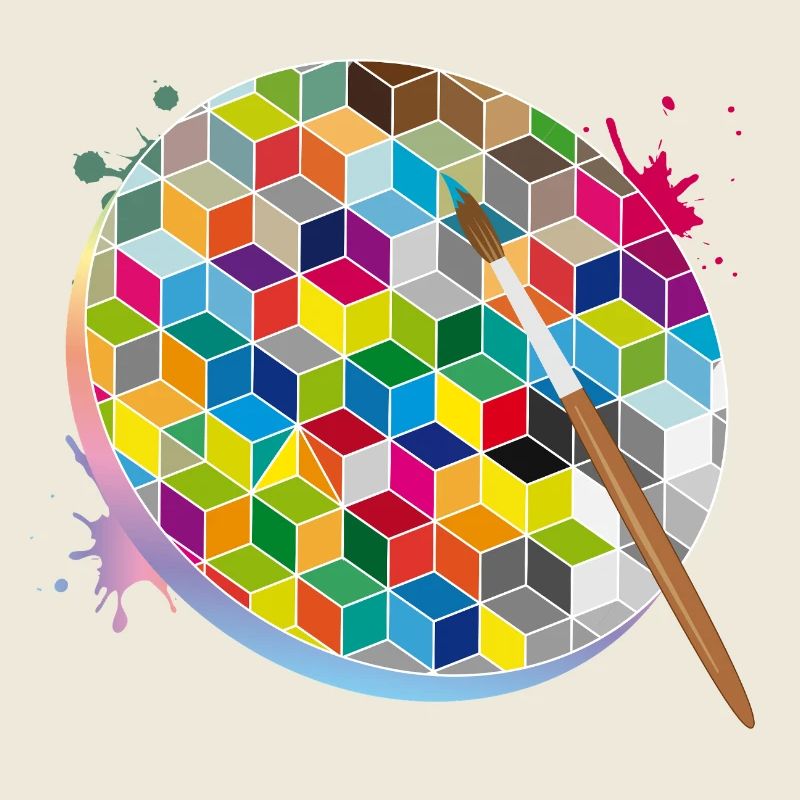 Palette d’artiste créatif avec des couleurs géométriques