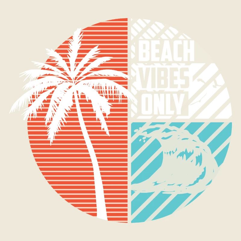 Beach Vibes Only Tropical Palm Circle Design