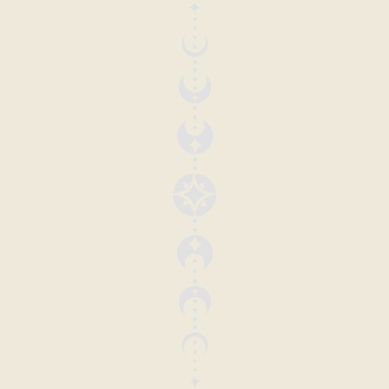 Totem avec phases de lune et étoiles. Blanc.