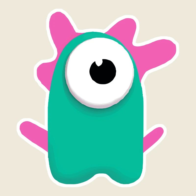 Cute Turquoise Cyclops | Funny Pink Monster
