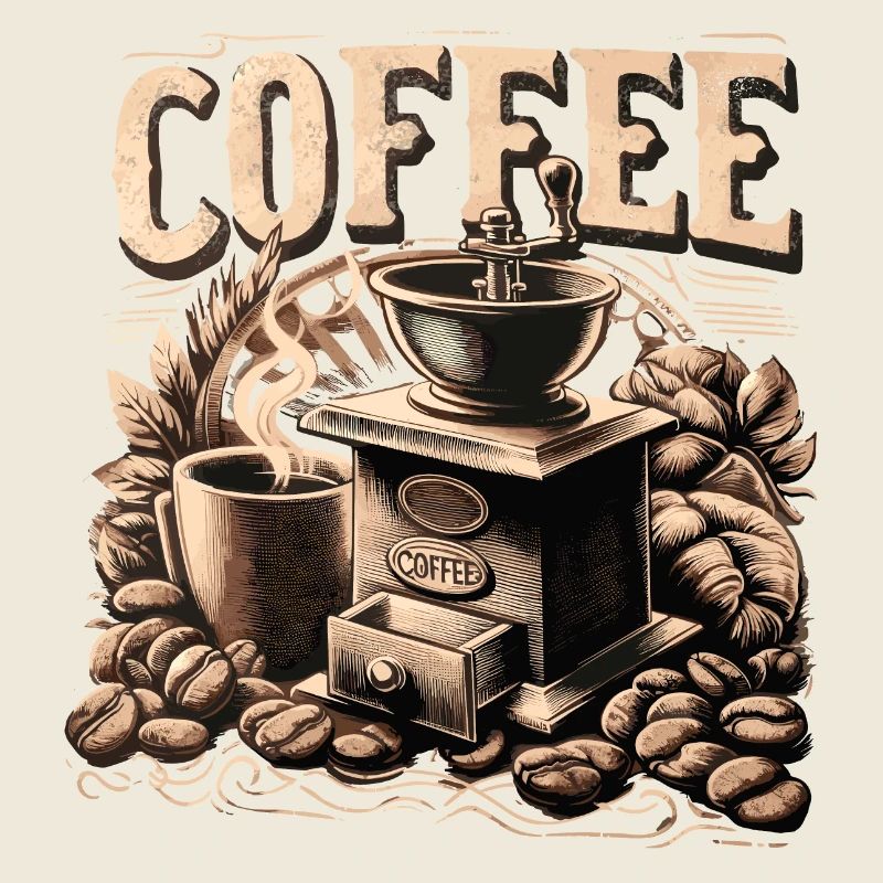 Coffee grinder vintage motif