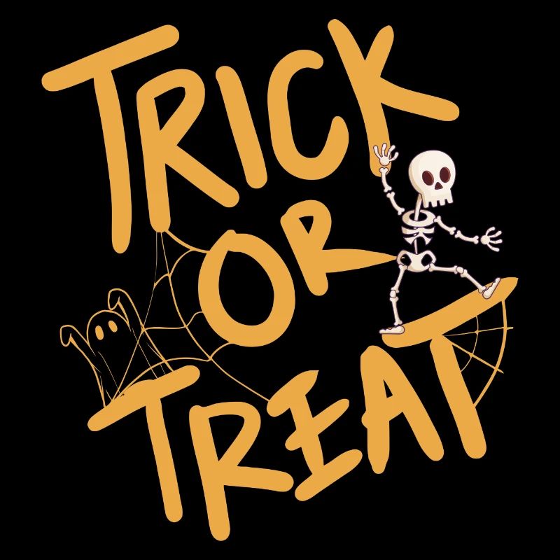 Creative Halloween design with pumpkin and skeleton
