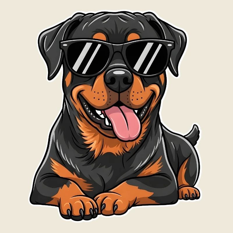 Cooler Rottweiler mit Sonnenbrille für Hundefans
