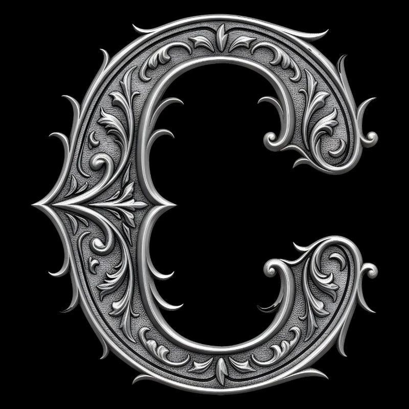 der Buchstabe C Silber Metallic Ornament