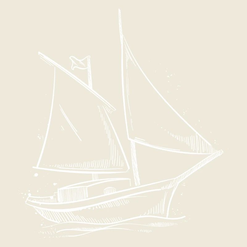 Minimalist Sailboat Sailing Sea Sailor