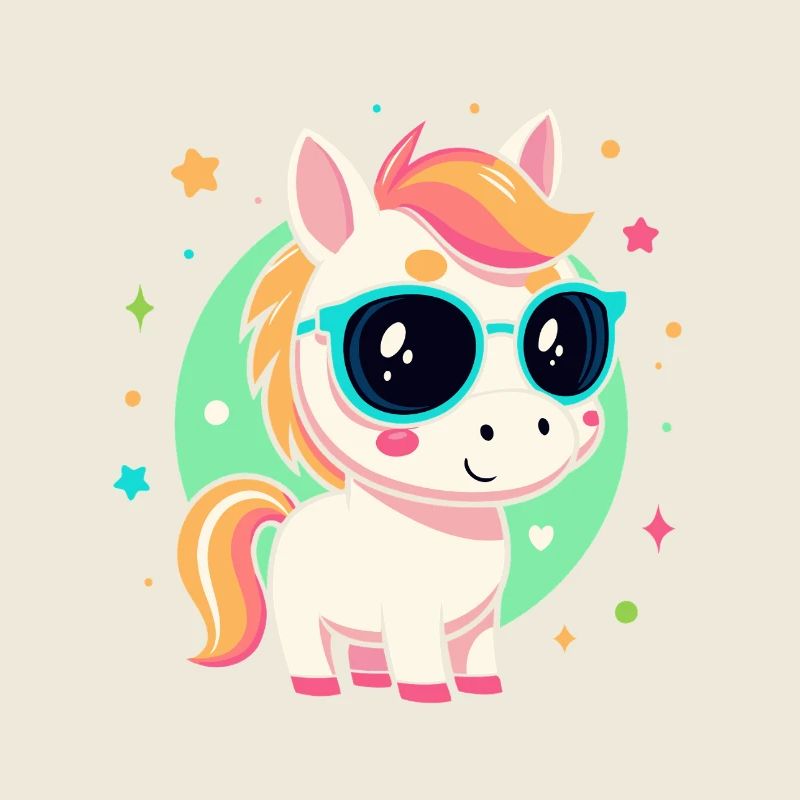Rainbow pony with glasses