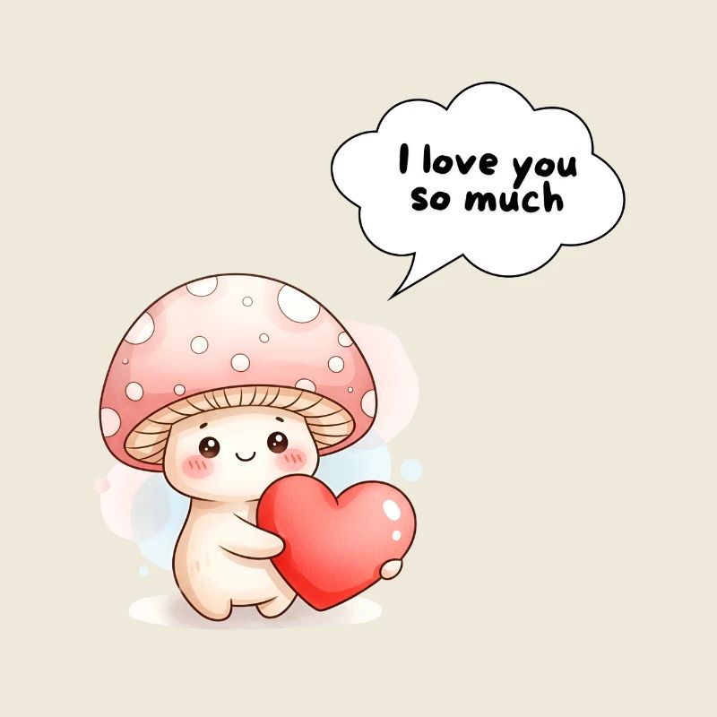 Mignonne Champignon Love Design Je t’aime