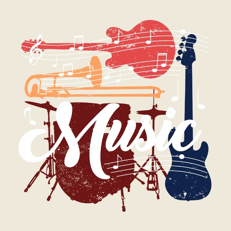 Motif musical vif avec instruments