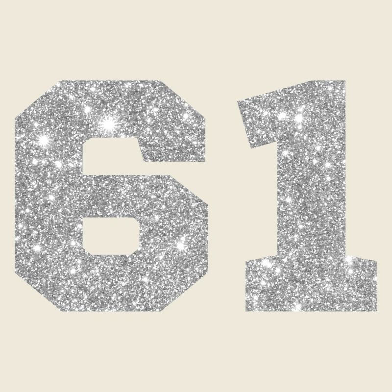 Numéro 61 paillettes argenté - 61e anniversaire