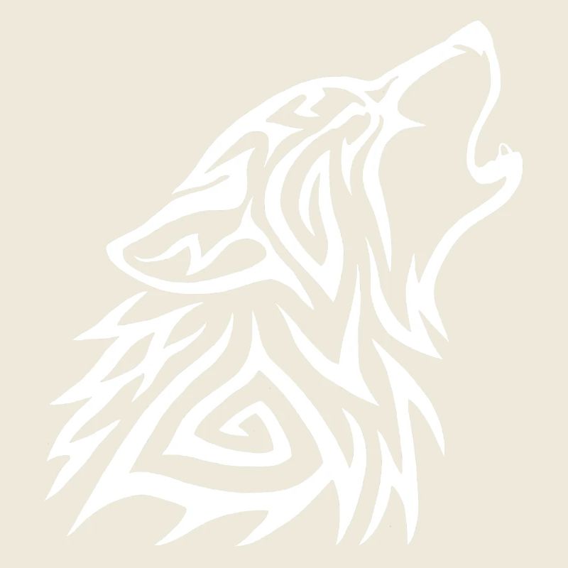 Tribal Wolf Howl White