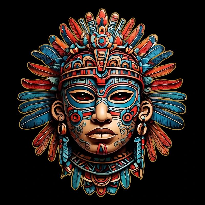 Sculpté orné aztèque, maya, masque inca