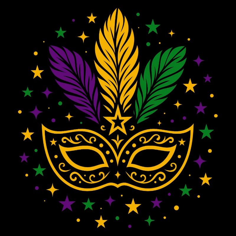 Masque de carnaval avec plumes et étoiles