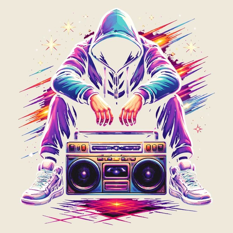 Retro 80er Boombox Illustration