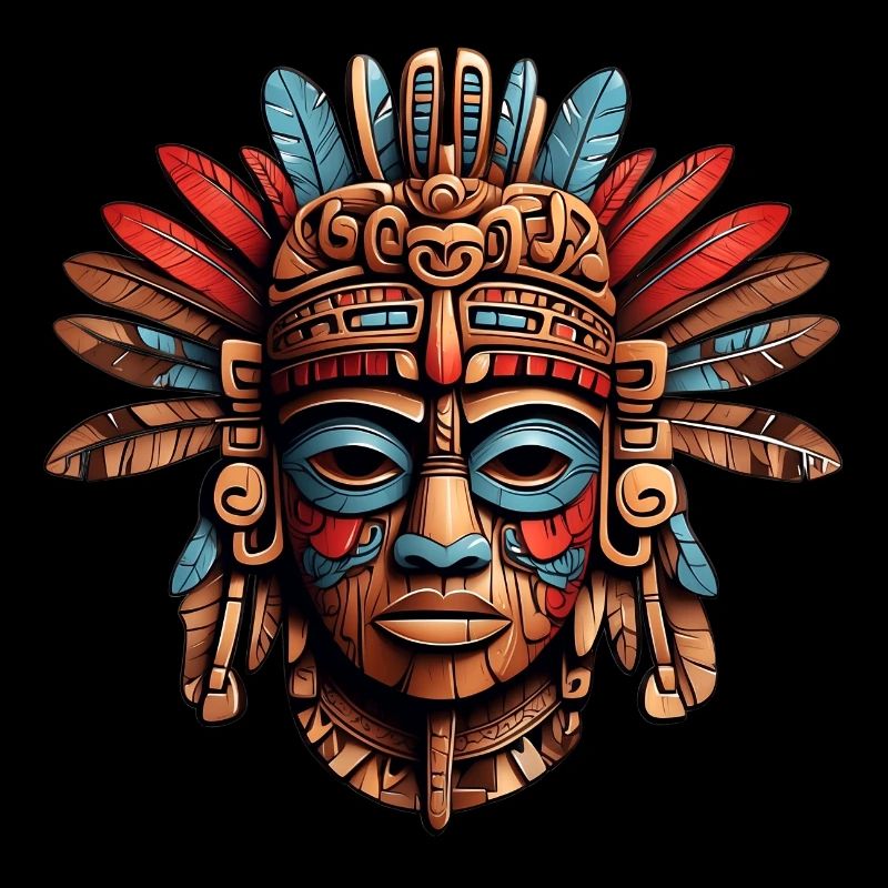 Sculpté orné aztèque, maya, masque inca