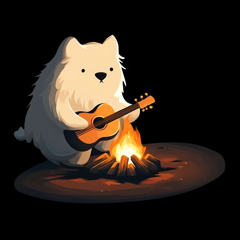 Campfire Guitar Dog Bear Playing