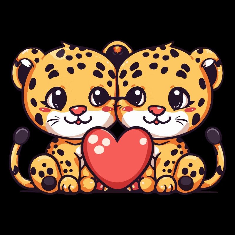 Couple de léopards Amour Saint-Valentin