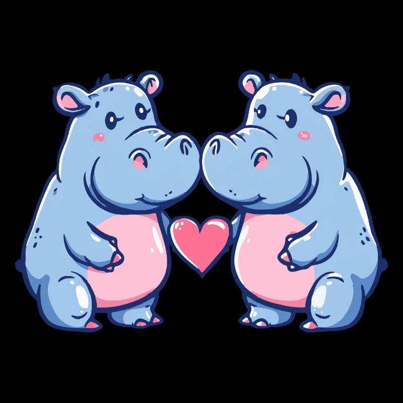 Nilpferd Paar Liebe Valentinstag