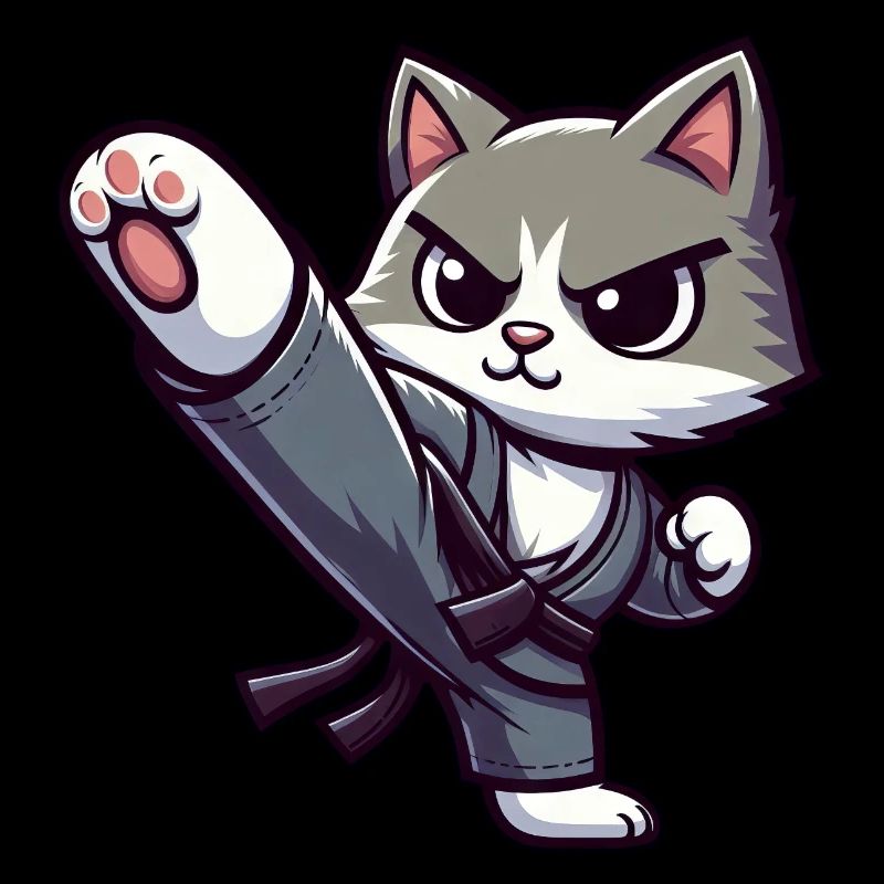 Chat arts martiaux dessin animé Combat de chat