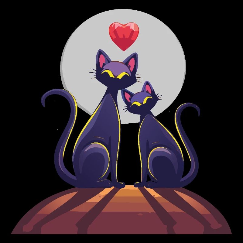 Deux chats avec du cœur