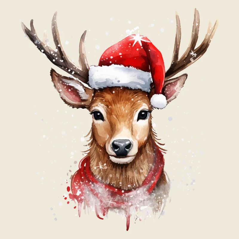 Cerf avec bonnet de Père Noël Idéal pour Noël