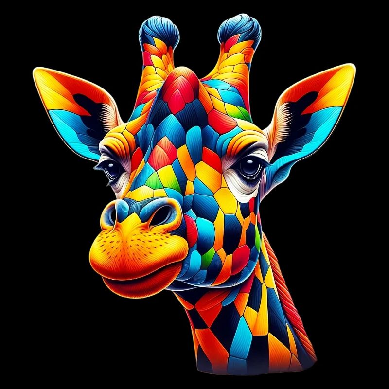 Giraffe farbig und bemalt wie Harlekin