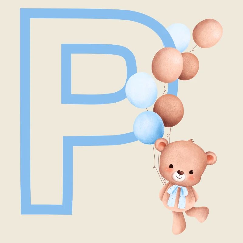 Blauer Buchstabe P Bär