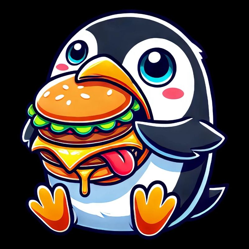 mignon pingouin burger dessin animé restauration rapide