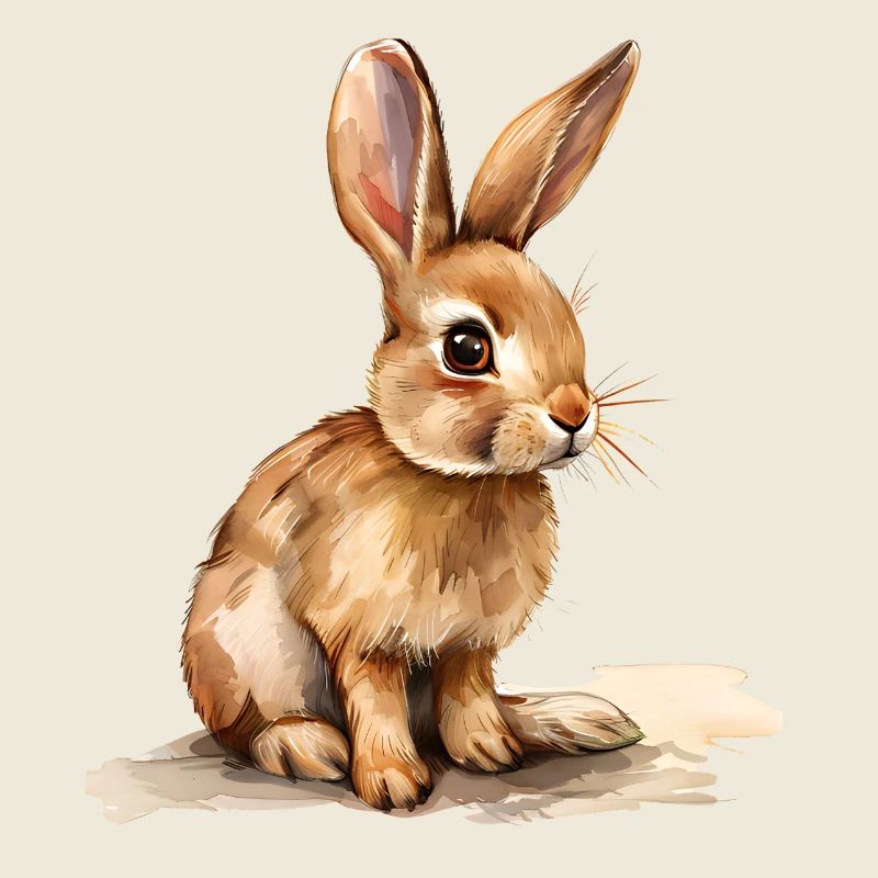 Lapin aquarelle à la lumière printanière