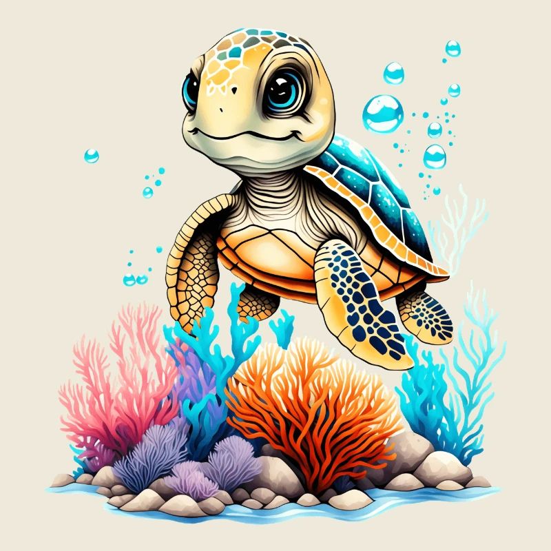 Lebendige Unterwasser-Schildkrötenszene