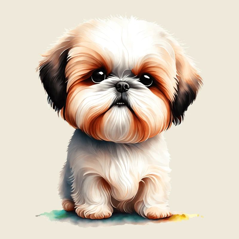 Adorable Shih Tzu Puppy Illustration
