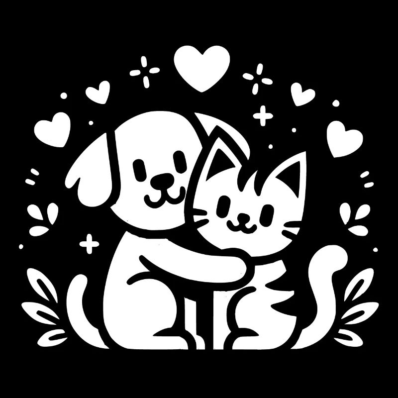 Amitié Amis Chiens et Chats Pour Toujours,